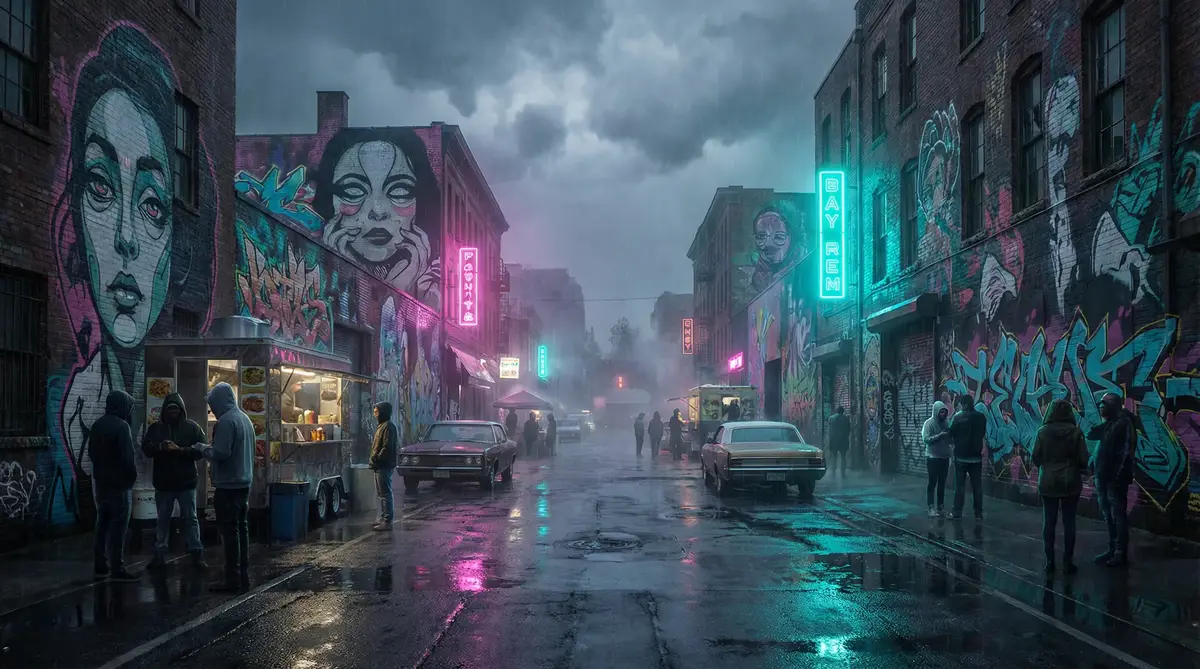 研究所秘密入口 - 雨夜壁画街